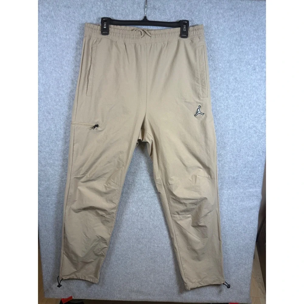 Jordan Brand Men Tan Khaki Utility Cargo Pants Jumpman Logo Trousers Size M
